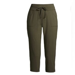 Athletic Works NEW Women's Core Knit Pull On Drawstring Capri - Olive Green